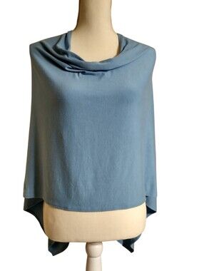 Light Blue Cowl Neck Poncho
